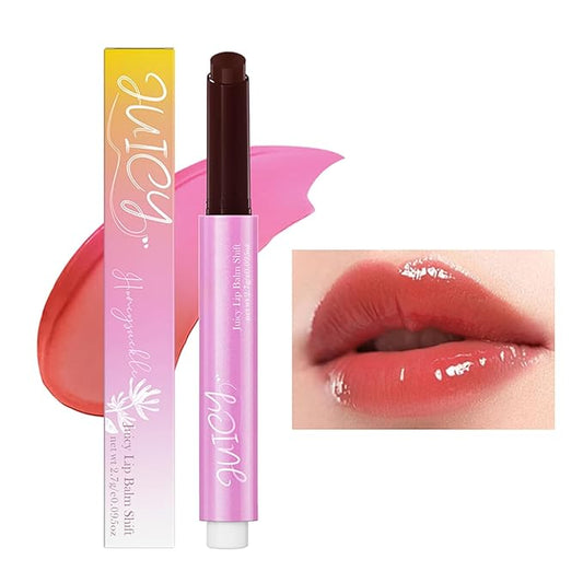 Juicy Lips Plump Shift, Click Plumping Lips Glasting Melting Balm Jelly Lipstick Lasting Lip Tint Moisturizing Lip Balm Color Changing Lip Gloss Shiny Non Sticky Tinted Lip Balm(#3 Honeysuckle)-VivaGrace Women