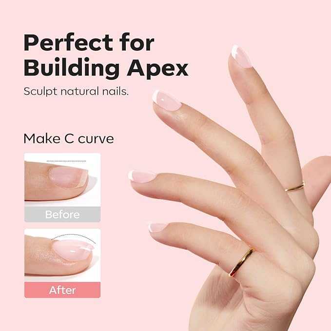 modelones Builder Nail Gel, 8-in-One Barely Pink Builder, Sheer Pink Rubber Base Gel Polish, LED Lamp Cured Color Base Hardener Strengthener Apex Building Extension for Girls DIY Salon Home-VivaGrace Women