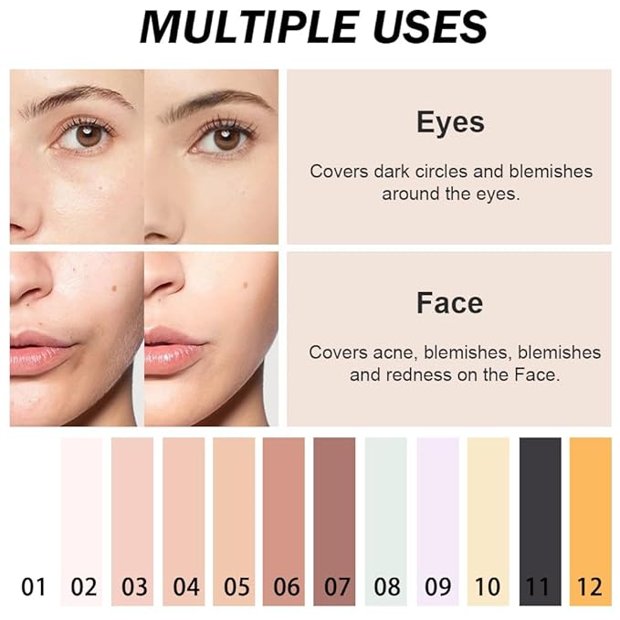 Kaely Color Correcting Concealer,Cream Pot Concealer Full Coverage,under Eye Concealer Palette for Conceals Dark Circles,Waterproof Foundation Face Makeup,09 Light Purple-VivaGrace Women
