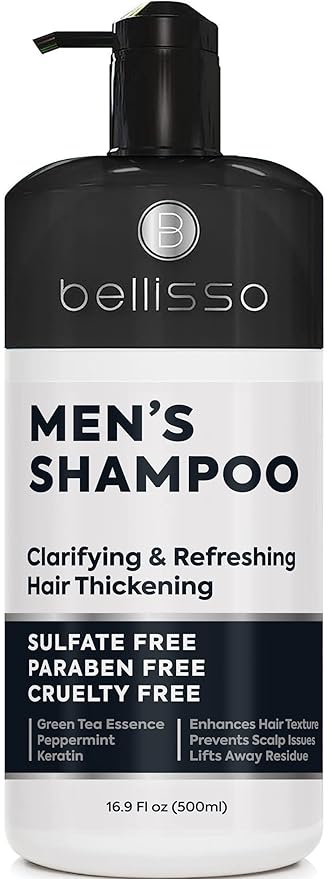 Shampoo for Men - Tea Tree Oil and Peppermint - Sulfate Free, Paraben Free - Clarifying, Refreshing, Volumizing & Moisturizing Hair Thickening Formula - Ideal for Oily Hair, Dry Scalps and Build Up-VivaGrace Women