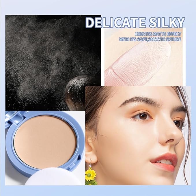Oil Control Face Pressed Powder, Matte and Smooth Translucent Powder Setting Powder Makeup, Waterproof Long Lasting Finishing Face Powder, Cruelty-free(#02 NATURAL BEIGE)-VivaGrace Women