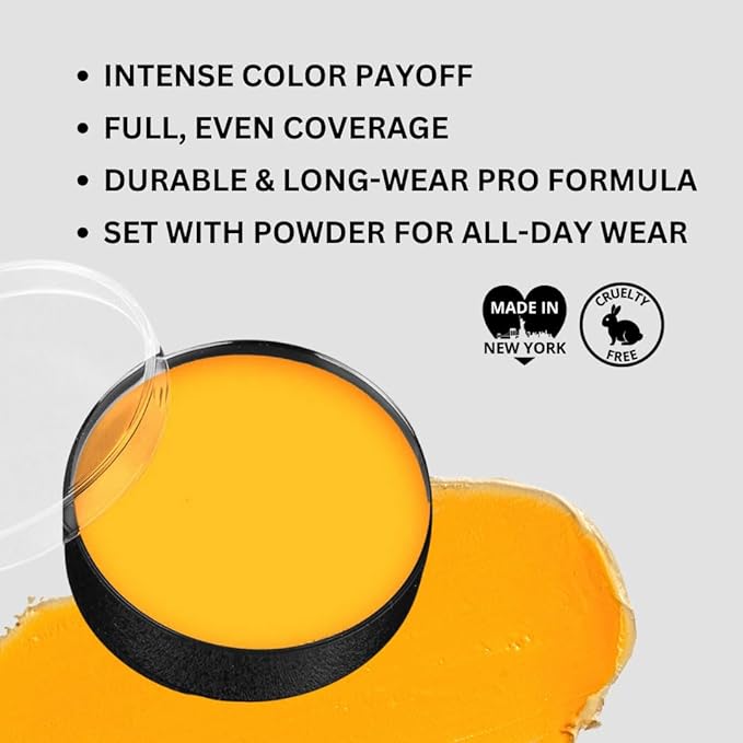 Mehron Makeup Color Cups | Stage, Foundation, Face Paint, Body Paint, Halloween | Face Paint Makeup | Greasepaint .5 oz (14 g) (Yellow)-VivaGrace Women