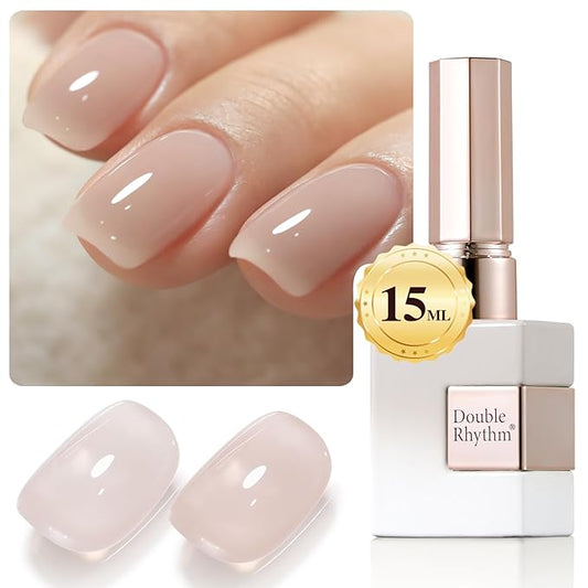 Double Rhythm 0.5Oz Translucent Gel Polish Sheer Neutral Natural Light Milky Same Color Same Bottle 15ML Jelly Gel Polish Art DIY at Home (Nude Beige-A1417)-VivaGrace Women