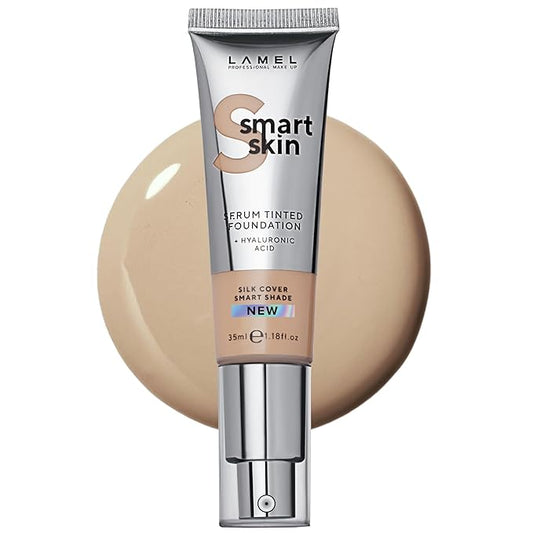 LAMEL Smartskin Serum Tinted Foundation - Hydrating & Nourishing - Hypoallergenic & Skin-Caring - Color Correcting - Anti-Aging Formula with Hyaluronic Acid, 404-1,18 fl.oz-VivaGrace Women