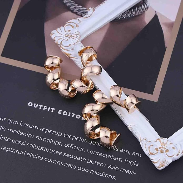 Vintage Exaggerated Irregular Circle Earrings Twist Hoop Earrings Twisted Rope Round Earrings Gold Circle Hoop Dangle Earrings Jewelry for Women-VivaGrace Women