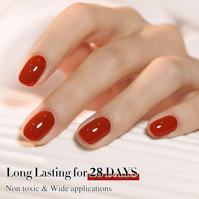 Double Rhythm 0.50 OZ Gel Polish Hema Free Same Color Same Bottle Golden Round Translucent Neutral Natural Milky 15 ML Jelly UV Polish Art DIY at Home (Blood Red-C1455)