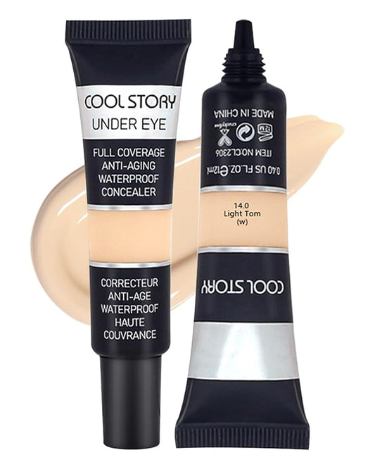 2 PCS Under Eye Concealer Full Coverage, Waterproof Color Correcting Concealer All Day Coverage Dark Circles, Puffiness, Redness, Lightweight Cream Foundation Brightener, Natural Matte Finish, light W-VivaGrace Women