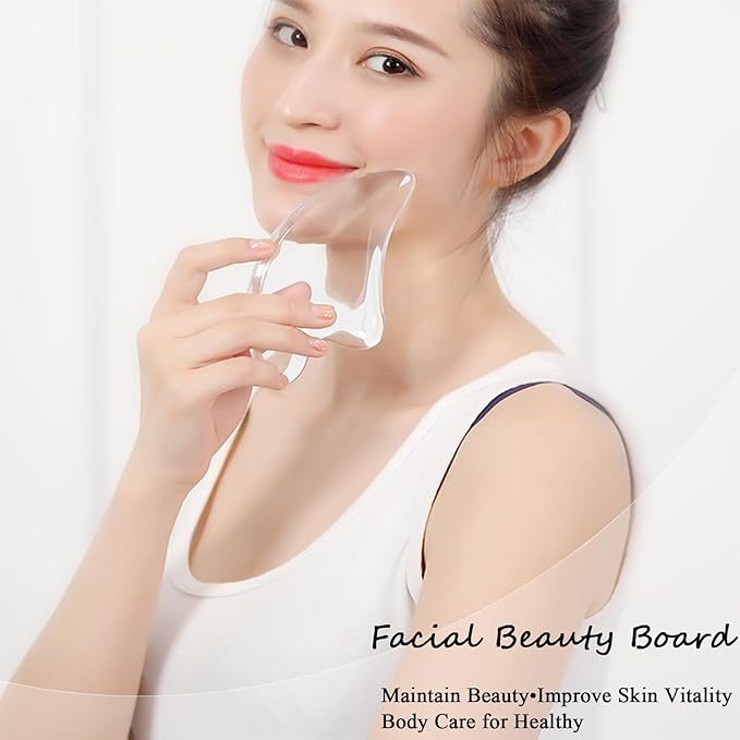 Gua Sha Facial Tools Transparent Natural Resin Face Massage Tool for Body Gua Sha Lymphatic Drainage Massager Fascia Blaster Cellulite Remove Skin Care, Relieve Muscle Tension and Jawline Sculpting-VivaGrace Women