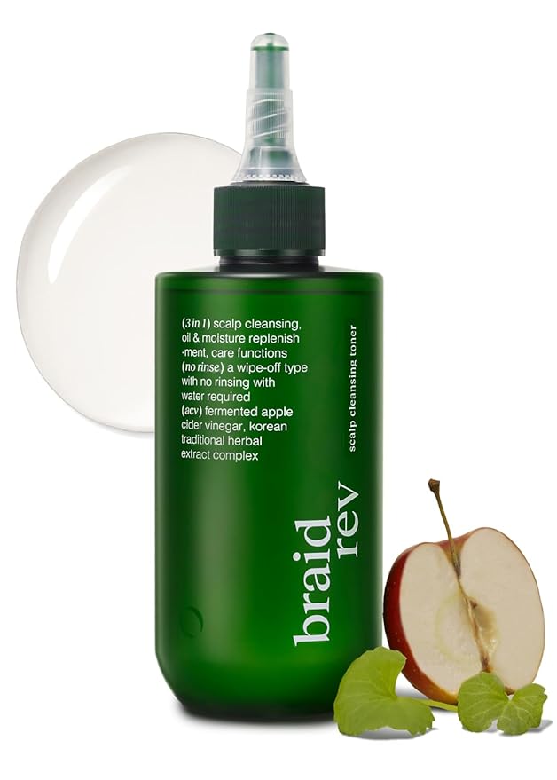 Braid Rev Scalp Cleansing Toner for Braiding Hair, Apple Cider Vinegar Scalp Treatment Exfoliator, No-Rinse, Scalp Treatment for Dry & Itchy, Moisturizing Braid, Detoxify, 6.76 Fl Oz-VivaGrace Women