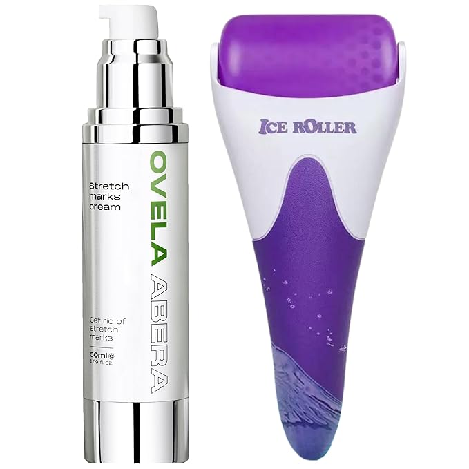 Abera Ovela Stretch Mark Cream, Stretch Marks Treatment For Pregnancy and Weight Fluctuations, Effective Treatment for Stretchmarks in All Skin Types (A. 1 Box + Ice Roller)-VivaGrace Women