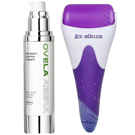 Abera Ovela Stretch Mark Cream, Stretch Marks Treatment For Pregnancy and Weight Fluctuations, Effective Treatment for Stretchmarks in All Skin Types (A. 1 Box + Ice Roller)-VivaGrace Women