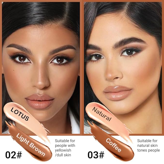 evpct 4 Color Contour Stick Makeup Set Concealer Bronzer Stick Cream Contour Palette Contour Contouring Makeup Kit for Beginner Face Highlighter Makeup Stick Liquid Contour contorno maquillaje 02+03-VivaGrace Women