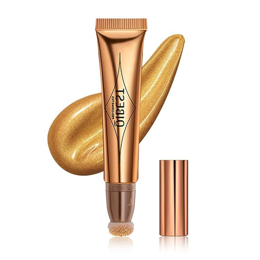 Highlighter Beauty Wand, Cream Liquid Highlighter Makeup Stick, Silky Smooth Face Shimmer Bronzer Stick with Cushion Applicator, Lightweight Body Face Glowing Highlighter, Cruelty-free（Bronze Gold）-VivaGrace Women