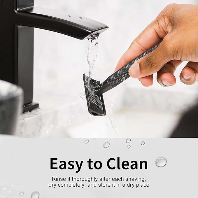 Matte Gun Black Double Edge Safety Razor, Single Blade Razors for Men and Women, with 10 Stainless Steel Safety Razor Blades, Reusable, Eco-friendly, Smooth and Close Shaving, Plastic Free-VivaGrace Women