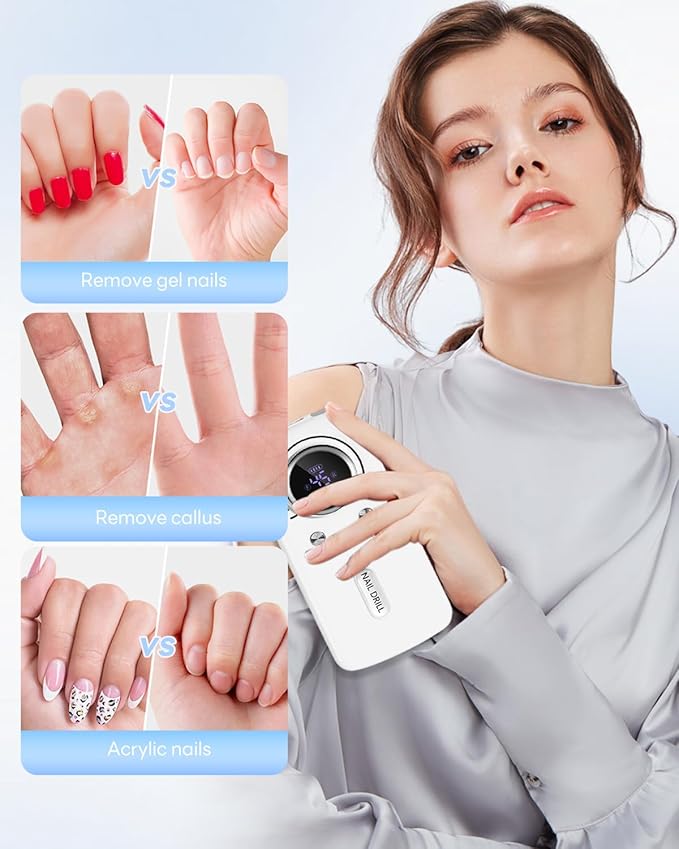 CozyZen Cordless Nail Drill Professional: 45000 RPM Rechargeable Electric Nail File Kit, Portable & Low Noise for Acrylic, Gel Nails, Manicure & Pedicure - Salon & Home Use-VivaGrace Women
