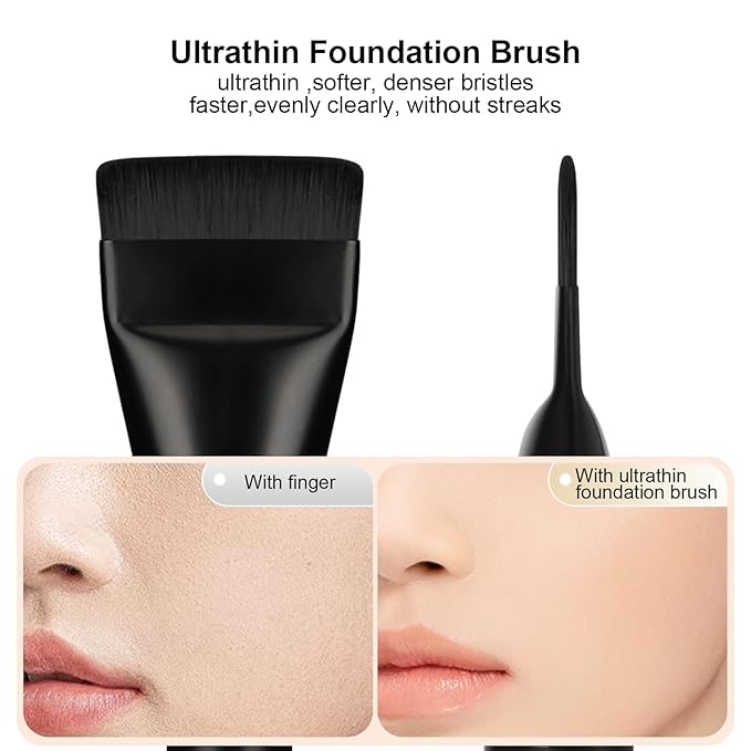 Flat Foundation Brush,Korean Makeup Brush Spatula Facial Brush for Liquid Foundation,Premium Face Makeup Brush for Blending Cream (Black)-VivaGrace Women
