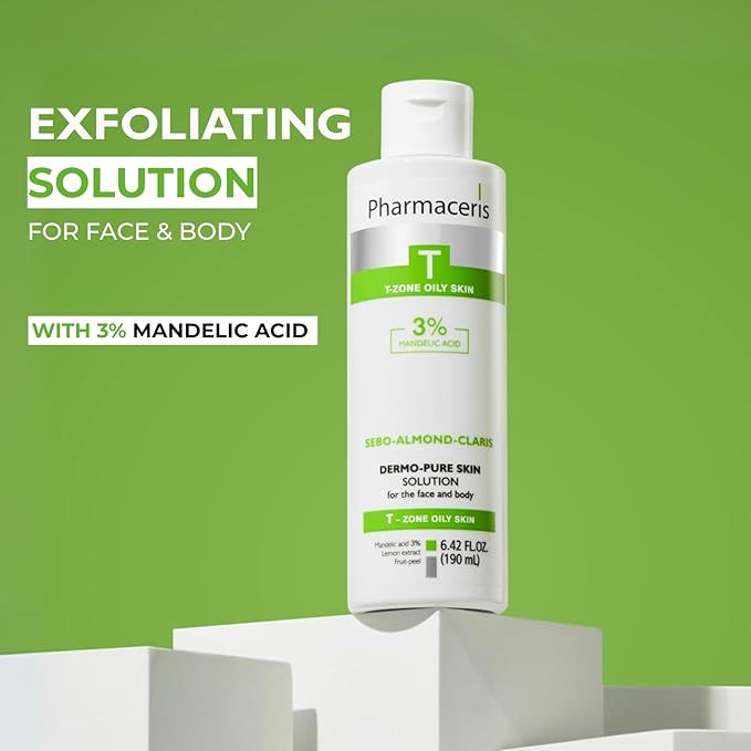Face & Body Breakout Solution - 3% Mandelic Acid Helps Clarify Blemish & Acne Prone Skin, Face, Back & Chest Pimples Exfoliating & Clearing Treatment, SEBO-ALMOND-CLARIS, 6.42 fl oz-VivaGrace Women
