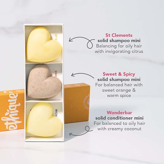 Ethique Discovery Pack for Oily Hair - Shampoo & Conditioner - Plastic-Free, Vegan, Cruelty-Free, Eco-Friendly, 3 Travel Bars, 1.59 oz (Pack of 1)-VivaGrace Women