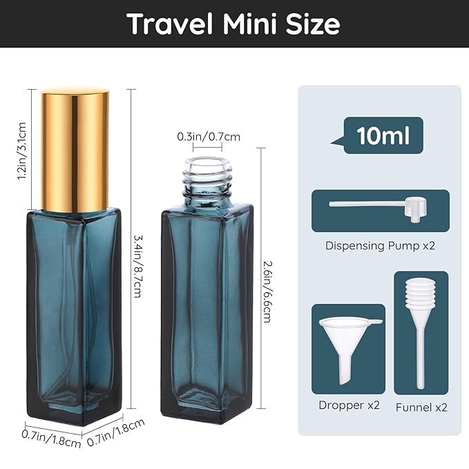 Segbeauty Atomizer Sprayer for Perfume, 10 Packs Glass Perfume Bottles Empty, 10ML Travel Refillable Perfume Bottle Portable Sprayer Atomizer Travel Accessory Toiletries Cosmetic Dispenser Bottle-VivaGrace Women