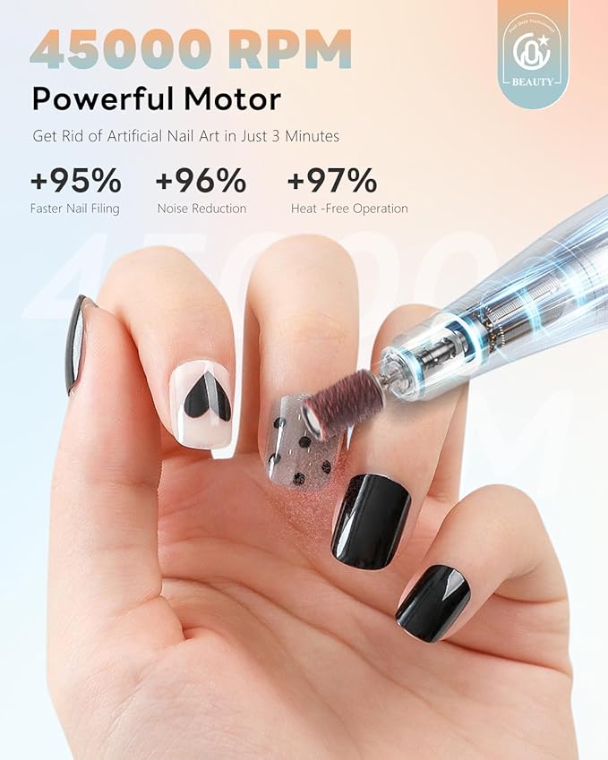 CozyZen Cordless Nail Drill Professional: 45000 RPM Rechargeable Electric Nail File Kit, Portable & Low Noise for Acrylic, Gel Nails, Manicure & Pedicure - Salon & Home Use-VivaGrace Women