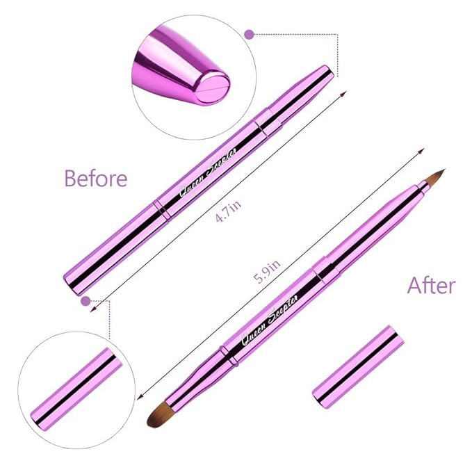 Cosmetic Brushes Lip Eye Double Sided Makeup Brush with Cap for Travel Retractable Lip Brush Eyebrow Brush Concealer Brush For Lipstick Portable Purple-VivaGrace Women
