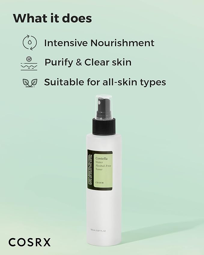 COSRX Alcohol-Free Cica Toner, 150ml / 5.07 fl.oz | Spray-type Korean Toner with Centella Asiatica for Hydrating & Soothing Redness | Korean Skin Care, Not Tested on Animals, Paraben Free-VivaGrace Women