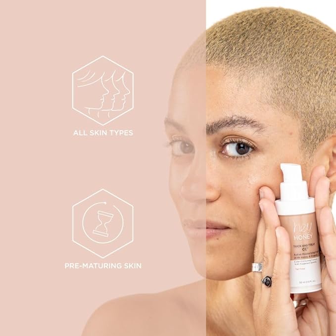 Hey Honey Trick and Treat CC² Cream SPF 46 | Active Moisturizing Color Correcting Cream with Honey & Propolis | Best Cover For Rosacea, Skin Redness & Mature Skin | Cruelty-Free | 1 oz (Light Tone)-VivaGrace Women