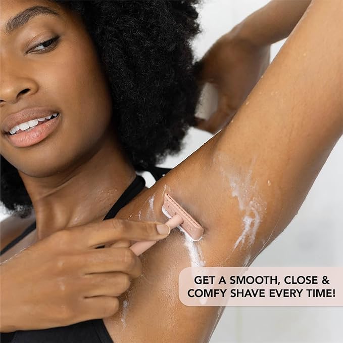 Kitsch Double Edge Safety Razors for Women and Men, Long Metal Handle and Stainless Steel Single Blade Razor with 5 Double Edge Refills, for Shaving and Travel Essentials - Terracotta-VivaGrace Women