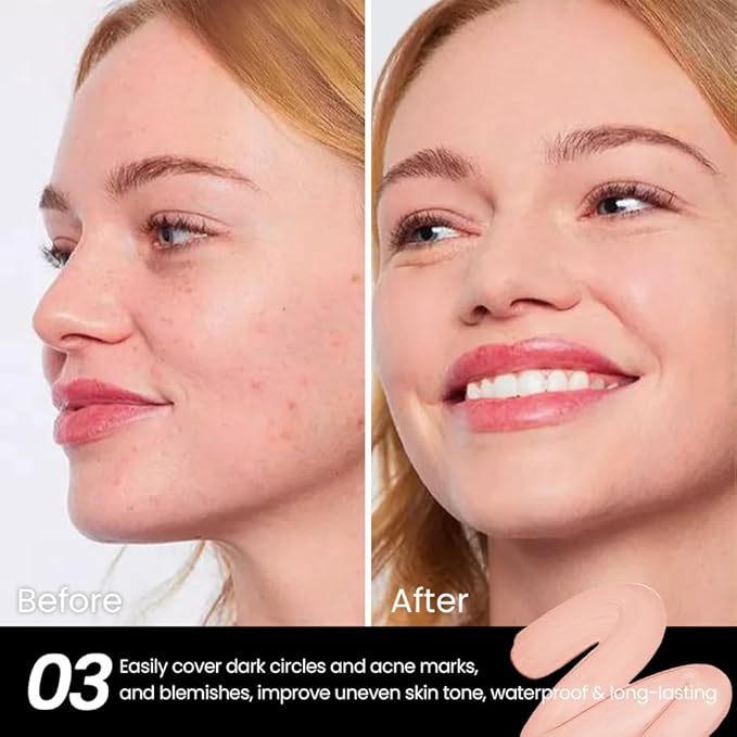 1 Pack Liquid Foundation Cream for Face Makeup,Durable Full Coverage Matte Concealer Make Up,Oil Control & Waterproof Base Primer -0.35 Fl.Oz (03#)-VivaGrace Women