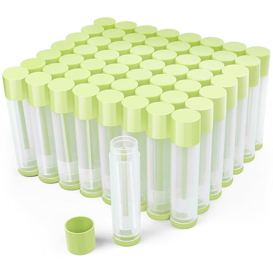 LotFancy Lip Balm Tubes Empty, 60PCS 5.5ml (3/16 Oz), Clear Lip Balm Container Tubes with Green Caps, BPA Free & Leak Free, Refillable-VivaGrace Women