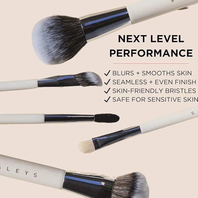 HALEYS Concealer Brush VEGAN+CRUELTY-FREE, Sustainable Wood, Vegan Bristles for Airbrushed Finish, For Creams,Liquids, Powder, Streak-free, Perfect Blending, Buffs, Smooths with Control, Special shape-VivaGrace Women
