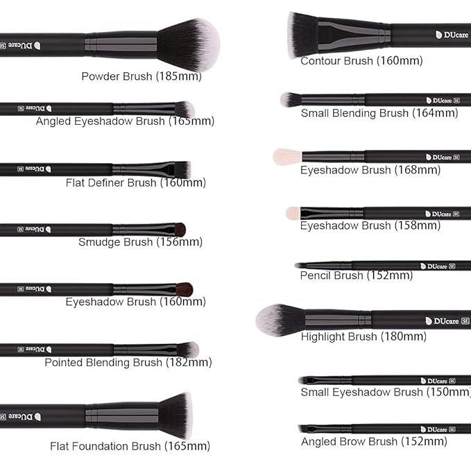 DUcare Makeup Brushes 15Pcs Premium Synthetic Kabuki Makeup Brush Set, Professional Foundation Concealers Powder Blush Blending Face Eye Shadows Black Brush Sets-VivaGrace Women