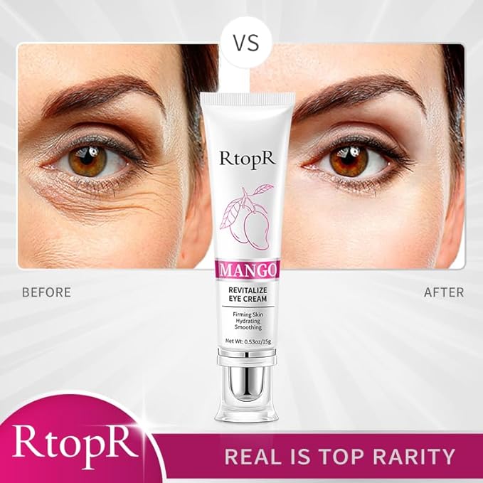 RtopR Mango Firming Eye Cream, Under Eye Cream for Dark Circles and Puffiness, Firm and Smooth the Look of Fine Lines, Smoothes the Skin Around the Eyes-VivaGrace Women