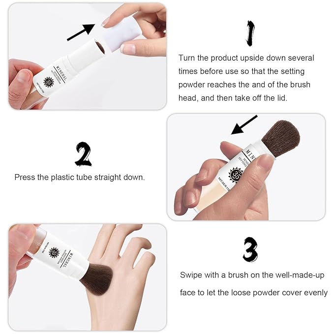 Mineral Sunscreen Setting Powder, SPF 35 Translucent Loose Powder, Mineral Brush Powder, Oil Control Natural Matte Finish, Lasting Lightweight Breathable for All Skin (#01 Translucent)-VivaGrace Women