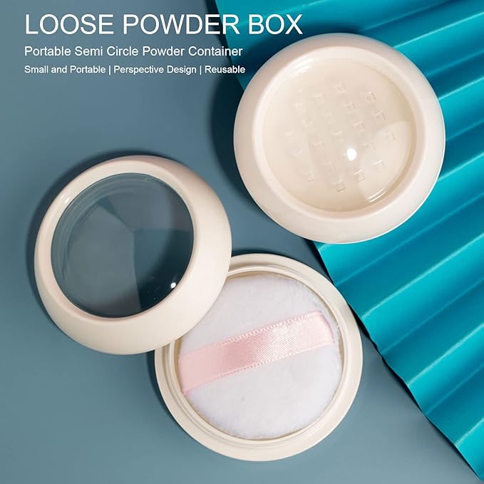 Dioche Loose Powder Container with Puff Sifter Lids, Plastic Refillable Empty Loose Powder Puff Case Face Powder Blusher Makeup Cosmetic Jars Containers for Travel Daily Use-VivaGrace Women
