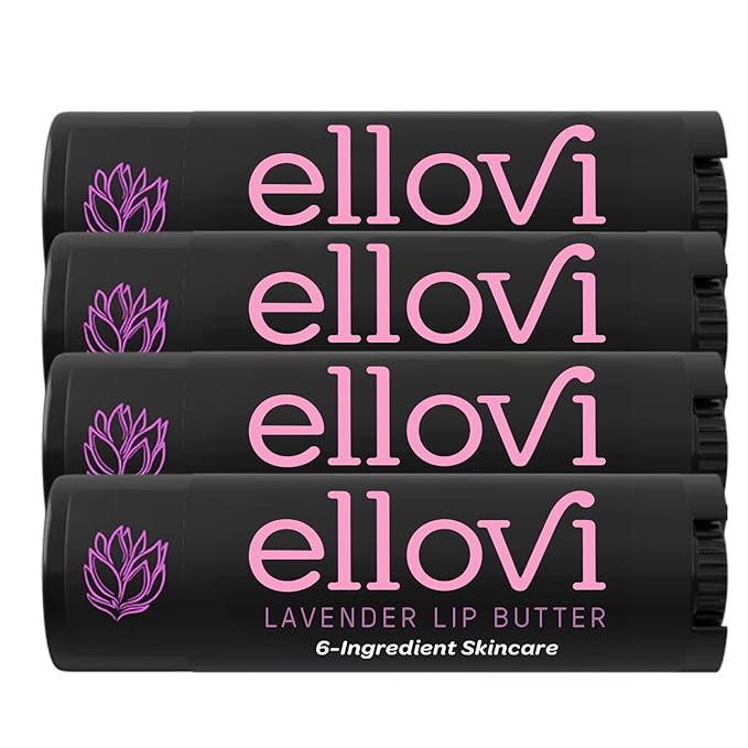 Natural Lip Butter Lip Balm - Lavender - Pure Enough to Eat - Made With Just 6 Vegan Ingredients - 100% Natural & Organic Moisturizing Lip Care for All Day Hydration (4-Pack)-VivaGrace Women
