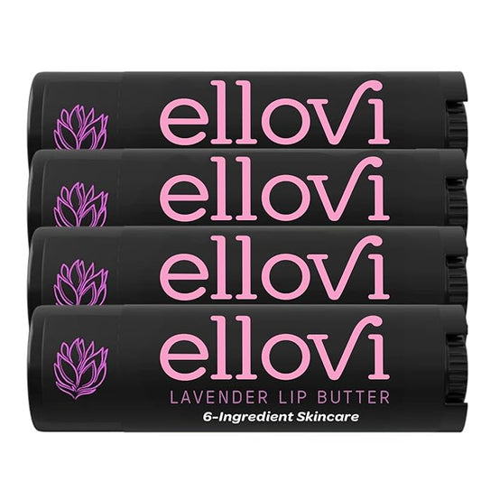 Natural Lip Butter Lip Balm - Lavender - Pure Enough to Eat - Made With Just 6 Vegan Ingredients - 100% Natural & Organic Moisturizing Lip Care for All Day Hydration (4-Pack)-VivaGrace Women