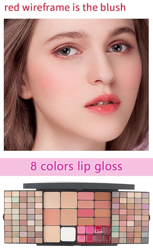 Professional Multi-in-one Makeup Gift Kit for Women - 90 eyeshadow Palette,8 Lipstick Set Lips,8 blush,5 concealer,4 brushes With Mirror,for girls, beginners and professionals Gift Kit-VivaGrace Women