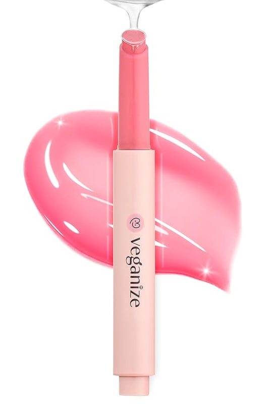 Veganize Collagen Lip Glass Balm | Hydrating Lip Balm in 9 Vibrant Colors | Moisturizing Lip Care Infused with Collagen Jelly Magic | No Animal Trial Lip Balm 0.06 oz (No. 2 Shy Pink)-VivaGrace Women