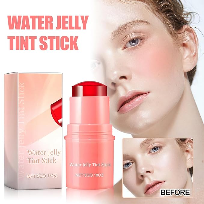 Milk Cooling Water Jelly Tint Blush Stick Face Makeup, Sheer Lip & Cheek Stain, Buildable Watercolor Finish,Vegan, Cruelty Free - 0.18 fl oz (CORAL)-VivaGrace Women