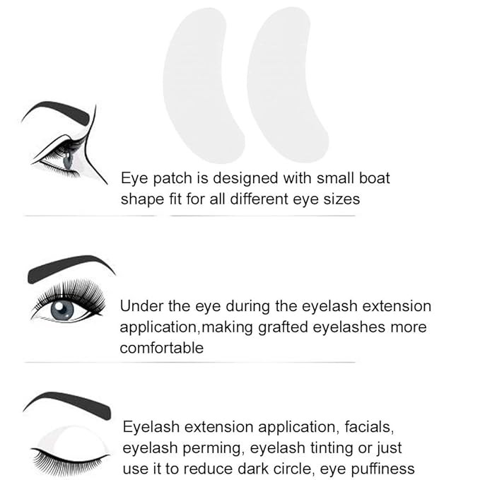 Eyelash Extension Eye Pad, 100 Pairs Under Eye Pads, Lint Free DIY False Lash Extension Beauty Makeup Hydrogel Gel Eye Patches with Transparent Cosmetic Bag-VivaGrace Women