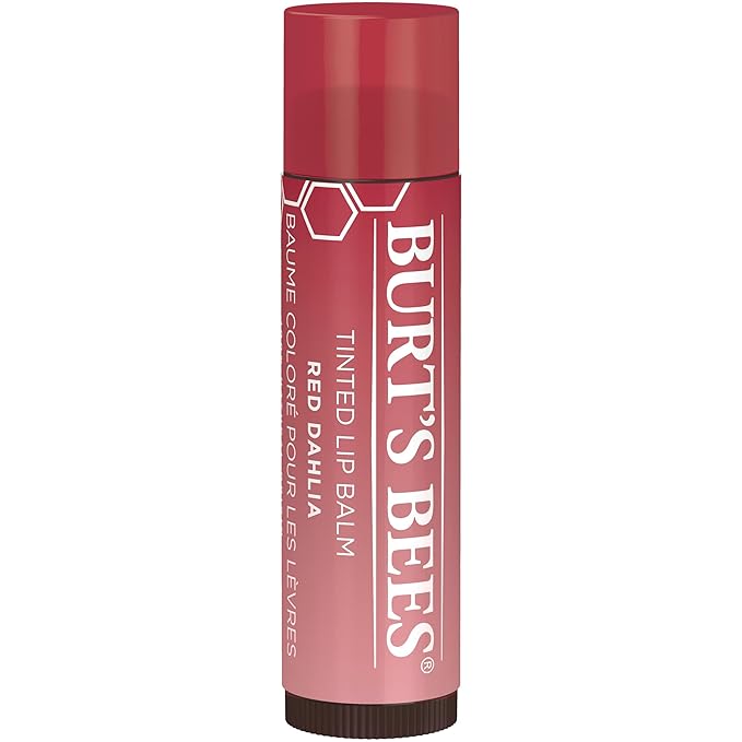 Burt's Bees Lip Tint Balm with Long Lasting 2 in 1 Duo Tinted Balm Formula, Color Infused with Deeply Hydrating Shea Butter for a Natural Looking Buildable Finish, Fiery Red Dahlia (2-Pack)-VivaGrace Women