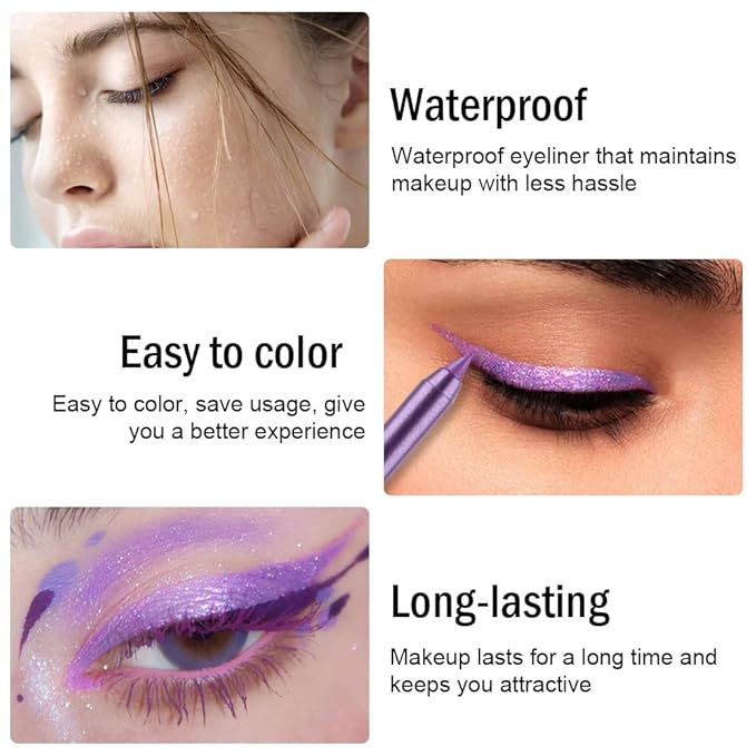 evpct Magic Purple Gel Eyeliner Pencil for Women Waterline Waterproof Smudge Proof Eye Makeup Liners, Purple Mascara Eye Liner Gel Liner Eyeliner with Sharpener delineador de ojos contra el agua 13