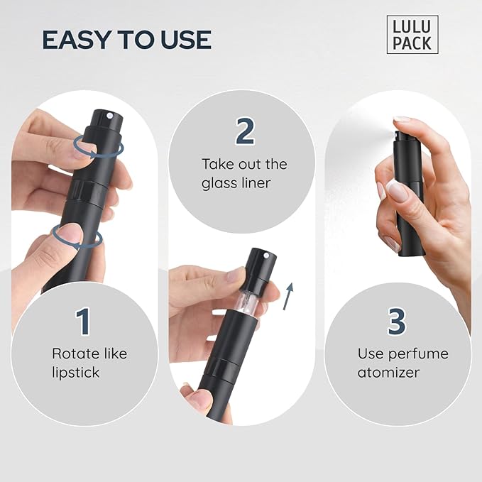 Travel Perfume Bottle Refillable - Cologne Spray Atomizer Mini - Small Travel Size Sprayer Empty for Refill Sample Container - Portable Fragrance Decant Dispenser for Men Women 8ml 4PCS Black-VivaGrace Women