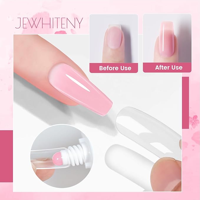 JEWHITENY Poly Extension Gel Nail Set Clear White Pink Poly Nail Gel With Base Coat Top Coat for Finger Art and Home DIY French Manicure Need U V Lamp Curing-VivaGrace Women