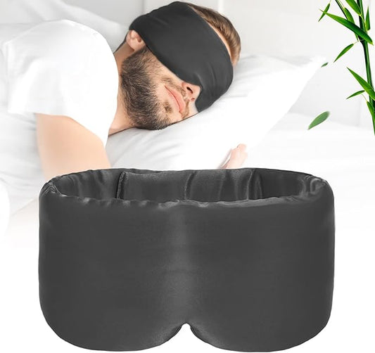 100% Handmade Bamboo Sleeping Eye Mask for Women for Men,Night Masks,Organic Sleep Mask,Blockout Eye Mask for Sleeping,Large Size Adjustable (1 PC, Dark Grey)-VivaGrace Women