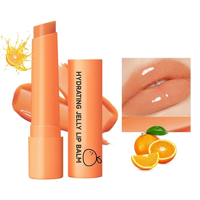 Hydrating Jelly Lipstick,Instantly Hydrating Lip Tint Tinted Moisturizing Lip Balm For Dry Lip,Conditioning & Nourishing Lip Care Moisturizer Fruit Lip Oil Non-sticky Lip Gloss(Tangerine)-VivaGrace Women