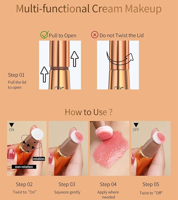 Go Ho Liquid Blush Beauty Wand,Blendable Super Silky Cream Blush Stick,Face Moisturizing Contour Blush Stick with Fine Cushion Applicator,Cruelty-free,003# Medium Pink-VivaGrace Women