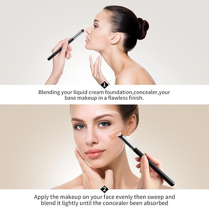 EIGSHOW Angled Concealer Brush Under Eye for Covering Sun Spots Acne Blemishes Concealing Contouring Setting with Liquid Cream (E861)-VivaGrace Women