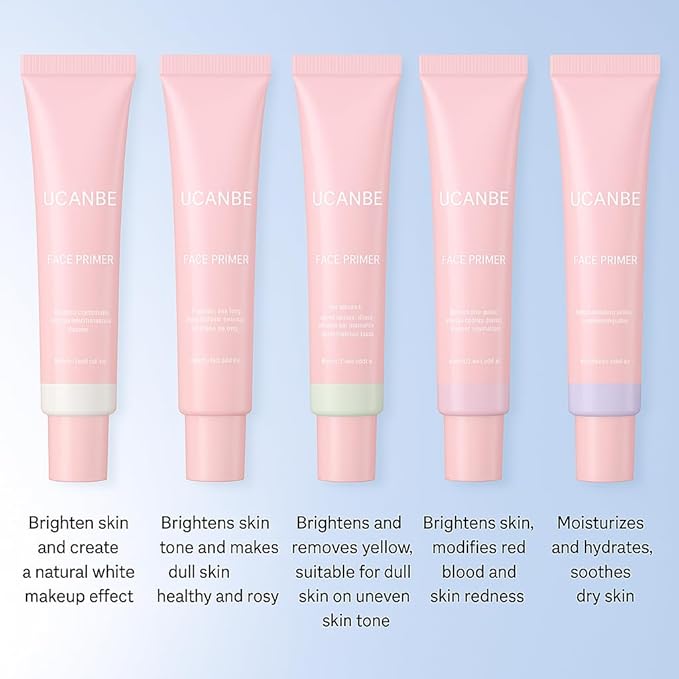 UCANBE 5-Color Skin Tone Adjusting Primer Set: Smooth, lightweight face primer - a long-lasting base for face makeup, suitable for all skin types-VivaGrace Women